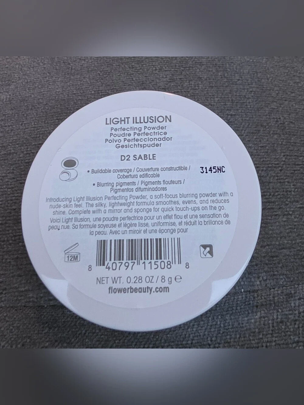FLOWER Light Illusion Perfecting Powder — Sable 0.28oz BNIB Discontinued